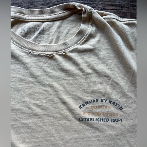 Men's Katin T-Shirt White Beige Logo M Huckberry Surf Beach Kanvas DISTRESSED - Picture 3 of 16